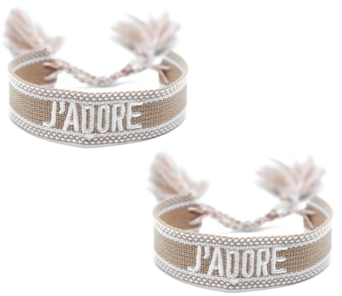 UILYNIU 2 Stücke Gewebtes Armband, Partnerbänder Geflochten, Armband, Webarmband, Einstellbares Handgelenk Armband, Freundschaftsarmband, Besticktes Armband, Unisex Freundschaftsbänder (Braun)