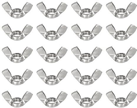 sourcing map M8x1.25mm Wing Nut 20 Pcs, 304 Stainless Steel Butterfly Wing Nuts Fasteners Parts Hand Twist Tighten Wing Nuts for Machinery Electronic Equipment DIY, Silver
