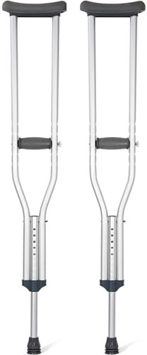 IBVIVIC Achselkrücken(x2 stück, Größe Mittel), Achselgehstütze Höhenverstellbare Krücken Für Erwachsene bis 150kg, Gehhilfe Krücken Verstellbare Handgriffe, Grau