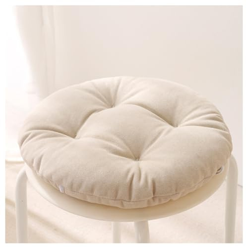 Cuscino Rotondo per Sedia Morbido per Sedie da Ufficio Cuscino per Seduta Morbido E Spesso per Sgabello da Bar Diametro 32/40/45/50 Cm con Lacci(Beige,32cm)