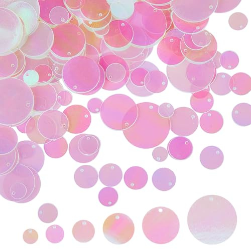 DICOSMETIC 1800 Paillettes Rotonde in PVC, 6 Misure Trasparenti 8/10/12,5/15,5/20/25 mm per Lavori Fai da te e Ricamo