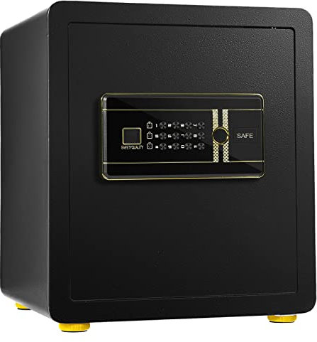 LIFEZEAL Cassaforte a Armadio, 38 L, Cassaforte a Muro, 5 Ganci, Ripiano Rimovibile, Serrature a Combinazione Elettronica + Chiave, Allarme, Anti Pigolio, Acciaio, 36x31x41 cm