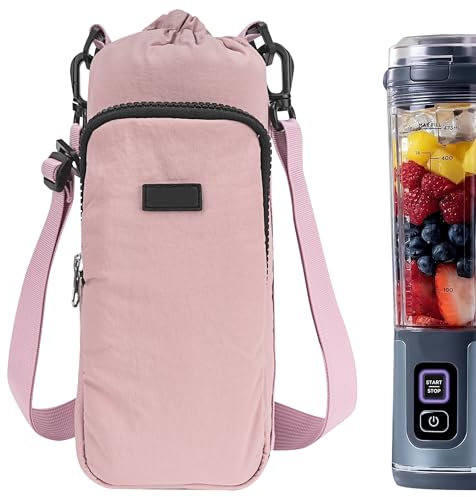 Linkidea Blender Storage Bag, Drawstring Carrying Bag with Shoulder Strap, Compatible with Ninja BC151NV, BC51NV, BC151BK, BC151CR Blast Portable Blender (Pink)