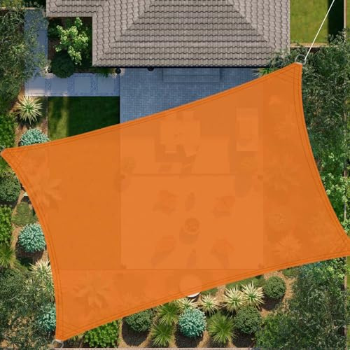 Tenda parasole rettangolare, 4 x 6 m, impermeabile, resistente ai raggi UV, resistente agli strappi, in HDPE, per patio, cortile, prato e attività all'aperto, ideale per soluzioni di ombra da giardino