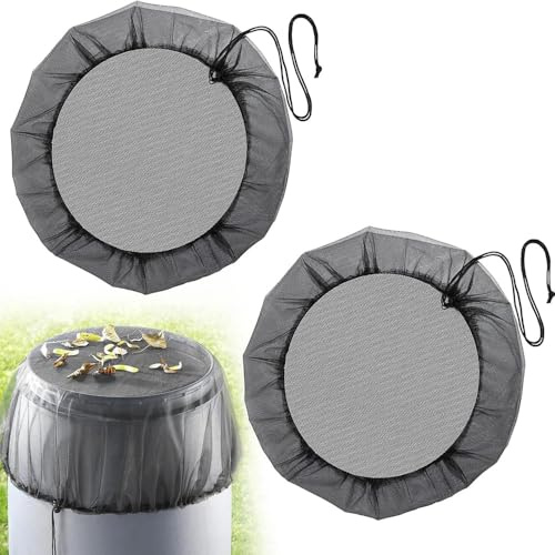 HLIWS 2 Piezas Red Protectora para Barril de Lluvia, Redes de Cubos de Lluvia Ajustables,Reds para Depósito de Agua de Lluvias, Red del Tanque De Agua, con Cordón, para Mosquitos, Hojas (97cm, Negro
