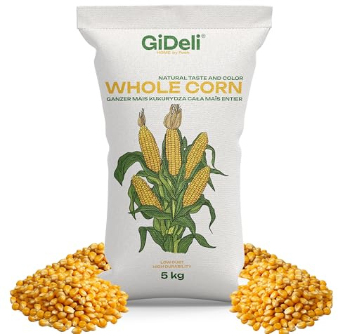 GiDeli Mais 5 kg giallo – grani di mais interi di qualità alimentare – mangime per polli, anatre, cavalli e piccioni