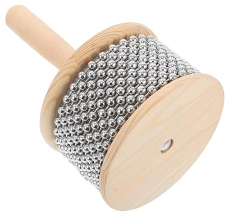 AKOOSY Instrumento de Percusión Cabasa de Madera Diseño Elegante Cuentas de Metal Material Resistente, Adecuado para Práctica Personal y Enseñanza Escolar