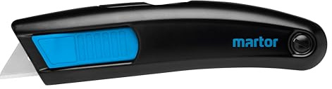 MARTOR Coltello di sicurezza con Lama trapezoidale arrotondata, retrazione della lama, SECUPRO MEGASAFE, coltello Cutter professionale, alluminio, Per mancini e destrorsi, logistica