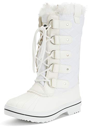 Polar Donna Neve Avvio Nylon Tall Inverno Neve Impermeabile Pelliccia Pioggia - Bianco - 40