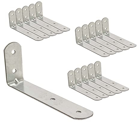 OMIDEAS 15 x Winkelverbinder (50 x 100 x 25) Winkel L Klammern Eckwinkel 90 Grad Lochwinkel Bauwinkel Holzverbinder Metallwinkel Möbel Stuhl Verbinder Verzinkt