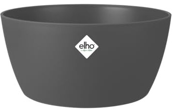 Elho Brussels Coupe 23 - Pot De Fleurs pour Intérieur - Ø 22.9 x H 10.8 cm - Noir/Anthracite