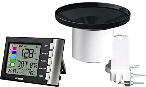 ECOWITT Regenmesser mit drahtloser, hochpräziser digitaler 3-in-1-Wetterstation mit Innenthermometer und Hygrometer für den Hausgarten WH5360