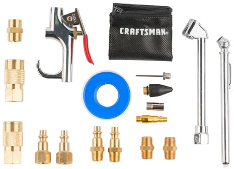 CRAFTSMAN 18-Piece Air Compressor Accessory Kit, Includes Blow Gun, Tire Inflator, Brass Fittings, and Storage Bag