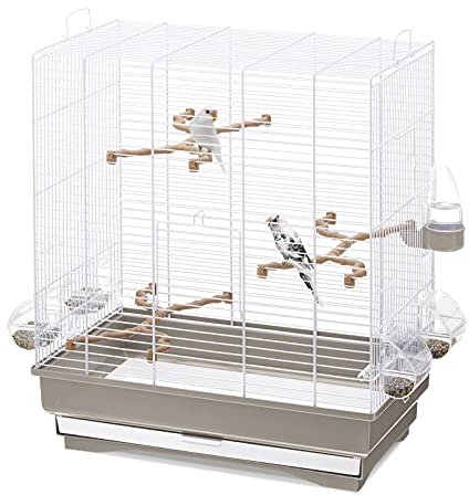 Imac Gabbia Carlotta per Canarini, Cocorite e Uccelli Esotici Bianco Tortora