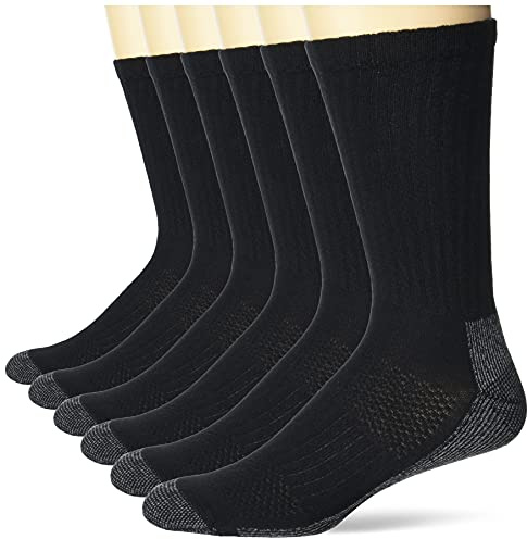 Hanes mens Crew Socks, 6-pair Pack Work Sock, Black, 6 12 US