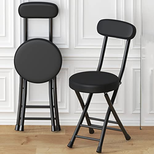 Cushioned Padded Folding Stool,Combination Stool,1 PC Folding Counter Height Chairs Stool Chair for Fishing Hiking Gardening Travel BBQ White/Black