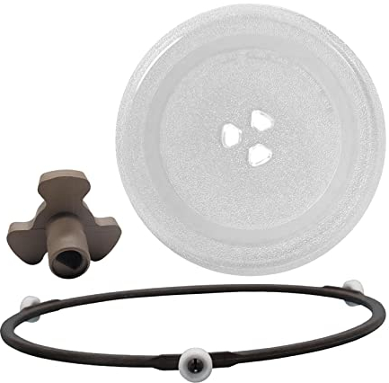 WORDFUN 27cm 31.5cm Mikrowellen-Drehteller Glasplatte, Mikrowellenteller Rund, Glasdrehteller Für Mikrowellen, Mit 3 Fixierern, Mikrowelle Drehscheibe, Gleichmäßig Beheizt