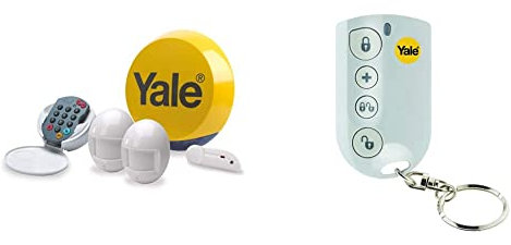 Yale YES-ALARMKIT Essentials Alarm Kit, Battery Powered, 5 Piece Kit, Self Monitored, White & SYB-HSA6060 Locks HSA6060 Alarm Accessory-Remote Keyfob, 3 V, White, 13.4 x 7.8 x 1.8 cm