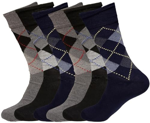 COSHAL® 6 pares de calcetines para diabéticos para hombre, calcetines anchos de algodón elásticos sin ataduras, calcetines sueltos para hombre, calcetines de agarre suave, calcetines para edema, pies