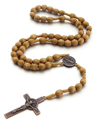Rosenkranz Kette, Orthodoxes Kreuz, Rosenkranz Katholisch, Jesus Kette, Jesus Kreuz, Gebetskette, Rosary Necklace, Für Katholische Christen Religiöse Kommunion, Taufe, Messe, Bibel (Hellbraun)