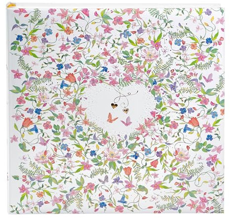 goldbuch 08 035 Album di nozze Charming Heart Album Fotografico con 60 pagine bianche e divisori in pergamena, album ricordo con motivo floreale con cuore, album fotografico per coppie d'amore, circa