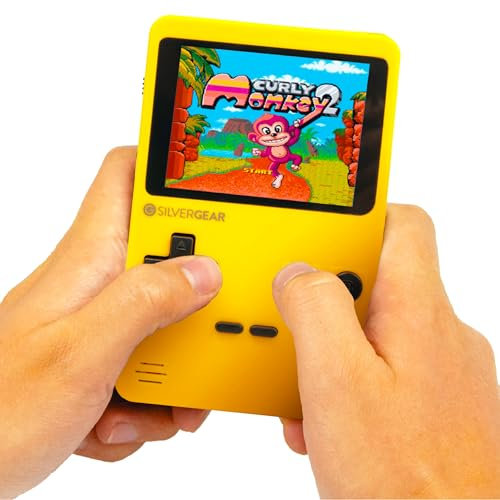 Silvergear® Console de Jeu Portable | avec 400 Classique Jeux | Console Retro Portable | Mini Console pour Enfants et Adultes | Grand Cadeau pour Les Enfants | 12,5x8x2,3 cm | Jaune