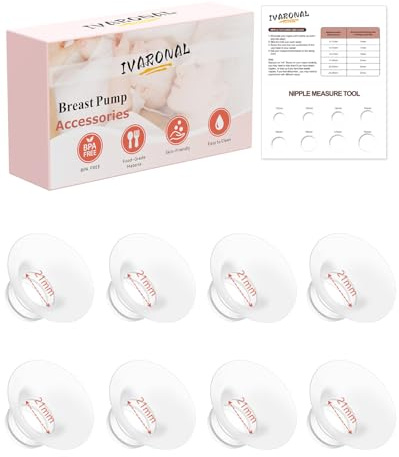 8 Stück Flansch-Einsätze 21 mm – Milchpumpe Zubehör, kompatibel mit Momcozy Air1/W1/M9/M6/M5/S12 Pro/V1 Pro/V2 Pro, passend für Spectra/Medela/MomMed/eufy/Lansinoh/Elvie