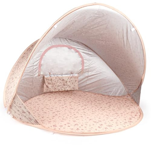 Bieco Ella Pop-up Strandmuschel Dreamy Flowers | UV-Schutz 40+ | Strandmuschel Pop Up Baby Strand Zubehör Sonnenschutz Strand Zelt Reise Sonnenschutz Strandzelt