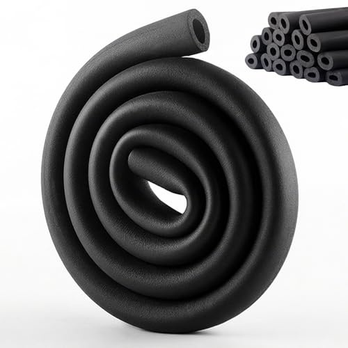 Tube d'isolation en mousse pour chauffage sanitaire, diamètre : 16 mm, diamètre : 1,8 m, isolation des tuyaux de chauffage : 9 mm, épaisseur d'isolation : noir, diamètre : 16 mm