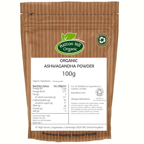 Organic Ashwagandha Powder 100g by Hatton Hill Organic
