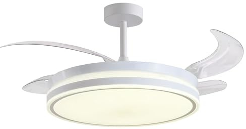 BEL AIR HOME - Ventilador de Techo con Aspas Retráctiles, Motor DC Silencioso, Luz LED 36W 3 Temperaturas de Color, Mando a Distancia, Modo Invierno, Diseño Moderno (BLANCO)