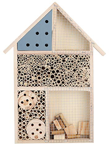 Cloimei Casa de Madera Hotel de Abejas Decoración de jardín Natural Refugio Caja Nido para Abejas Mariposas Madera de platane beneficiosa para Exteriores 35x25 5x3 6cm