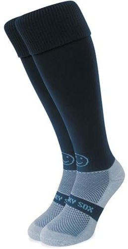 WackySox - Navy Blue Knee Length Rugby Socks for Men and Women - Sports Socks for Walking, Riding, Hockey, Football, Running, Club and Team Activities