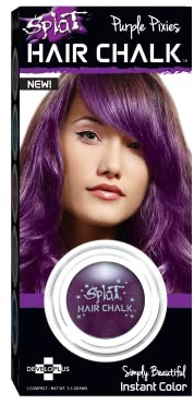 Splat Purple Pixies Hair Chalk, 1 Compact, Temporary Hair Color Glides on Easily for Fun Pops of Color, Washable Hair Color Chalk Shampoos Out, Cruelty Free & Vegan
