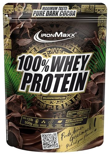 100% Whey Protein Pulver 500g Dark Ecuador Chocolate - Leckerer High Protein Shake, 31g Eiweiß pro Portion, Power Drink für intensives Muskel-Training, Mit BCAAs und EAAs