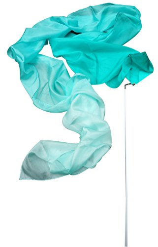 Winged Sirenny fließendes Seidenband Streamer 250cm für Tanz & Anbetung, Handbemaltes Tanzband aus Leichtem Seidenstoff für Darbietungen, Shows, Spiel & Meditations (pfauengrüner Farbverlauf)