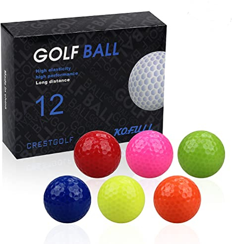 Kofull Golfbälle bunt Golf trainingsbälle 12 Stück Mehrfarbig ideales Golf-Geschenk für alle Schwunggeschwindigkeiten mit kräftiger Zielgrafik, Premium-Golfzubehör