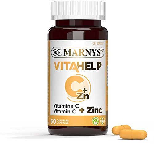 Marnys Vitahelp Vitamina C + Zinc, Cápsulas Vegetales Aptas para Veganos, Reducen la Fatiga y Mantienen Un Sistema Inmunológico Saludable, 60 cápsulas