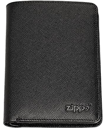 Zippo Geldbörse - Saffiano-Leder - Schwarz - Portemonnaie für Damen und Herren - Portmonee mit RFID-Schutz - Ideal für Karten und Scheine