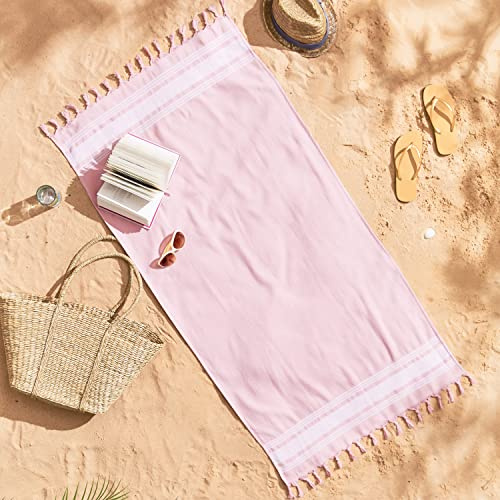 Catherine Lansfield Hammam Cotton Beach Towel Beach Towel Pink