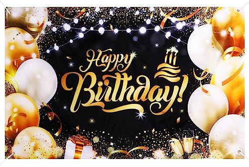Geburtstagsdeko Party Dekoration Große Geburtstag Banner Happy Birthday Zeichen Poster Hintergrund Geburtstag Sfeier Liefert für Frau Männer Mädchen Jungen(180x115cm)