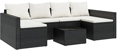 vidaXL Loungegrupp med dynor 2 delar svart konstrotting