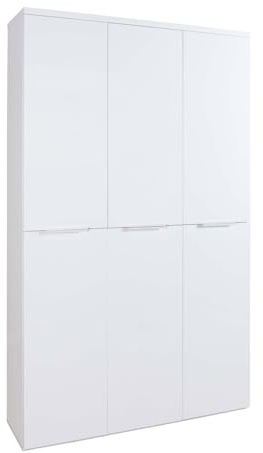 Composad | Mobile Armadio della Linea MUNDI con 6 Ante, Mobile Ripostiglio, Salvaspazio Multiuso, (LxAxP) 119,8x200x35,1 cm, Bianco Laccato, Made in Italy