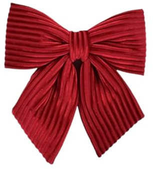 Generico Fiocco di Natale in Velluto Rosso Rigato Imbottito Decorazione Puntale Albero di Natale Fuori Porta Coccarda Ghirlanda addobbo Natalizio Stringato a Righe (44 cm)