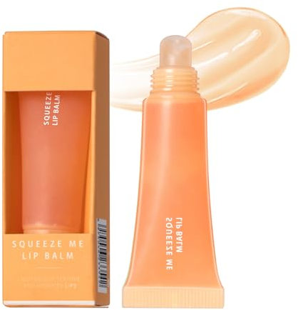 Lip Balm Hydrating & Smooth, Plumping Lip Glow Oil Non-sticky, Fruit-flavored Moisturizing Clear Lip Gloss, Jelly Liquid Lipstick Long Lasting Glossy Lip Care for Dry Lips 8g (05# ORANGE)