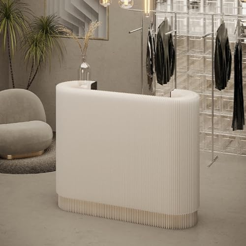 YVZYLXH Empfangstheke,Rezeptionstheke,Verkaufstisch,Rezeptionsmöbel mit Sichtschutz,Papier Rezeptionstheken,Für Empfangsraum, Lobby, Schönheitssalon, Einzelhandel(Color:Wit)