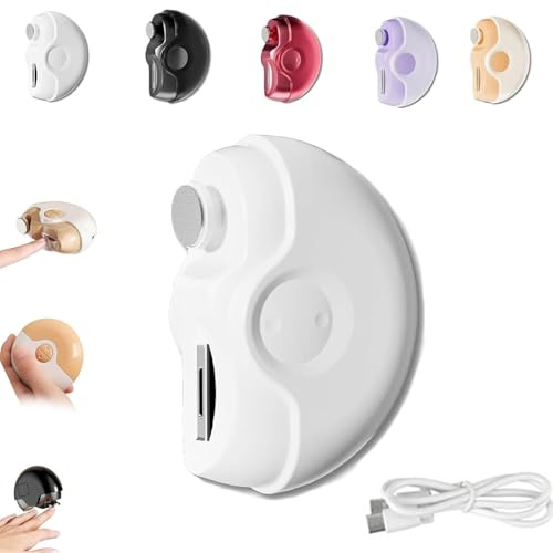 Busaiu Tagliaunghie elettrico 2 in 1, portatile, ricaricabile tramite USB, lucidatore elettrico per unghie, con 2 velocità e conservazione degli scarti delle unghie (bianco)
