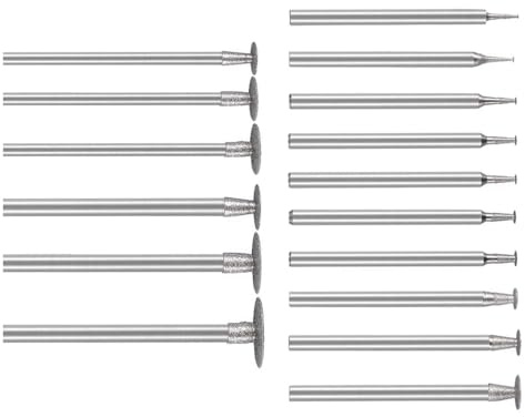 Juego de 16 brocas de diamante con cabeza en forma de T para grabado, tallado, pulido, vidrio, jade y piedra, para herramientas giratorias Dremel (longitud del vástago incluye 2,35 mm y 3 mm)