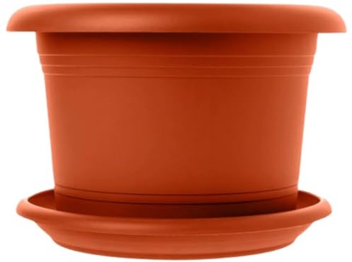 Centi Set da 1 vaso elegante in terracotta: vaso di alta qualità da 30 cm, con sottovaso, ideale per tutte le condizioni atmosferiche