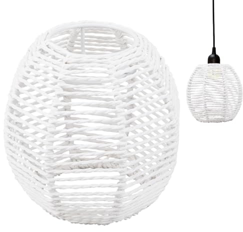 BENECREAT Ersatz Für Kleine Boho Sonnenblenden Weißer Papierkordel Lampenschirm Gewebte Pendelleuchtenabdeckungen Retro Lampenschirm Für Stehlampe Kronleuchter Schreibtischlampe Wandleuchten